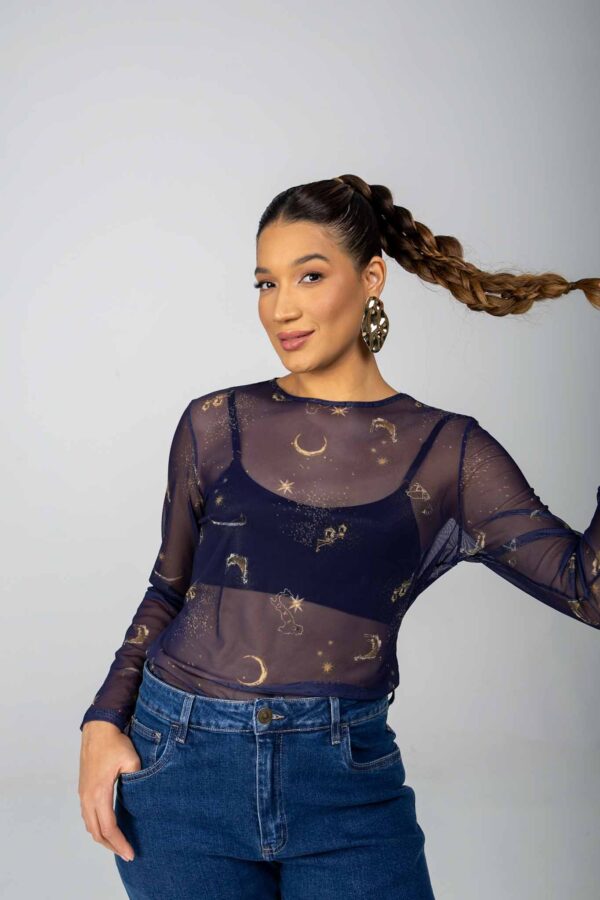 Blusa Maria Valentina Ajustada Tule