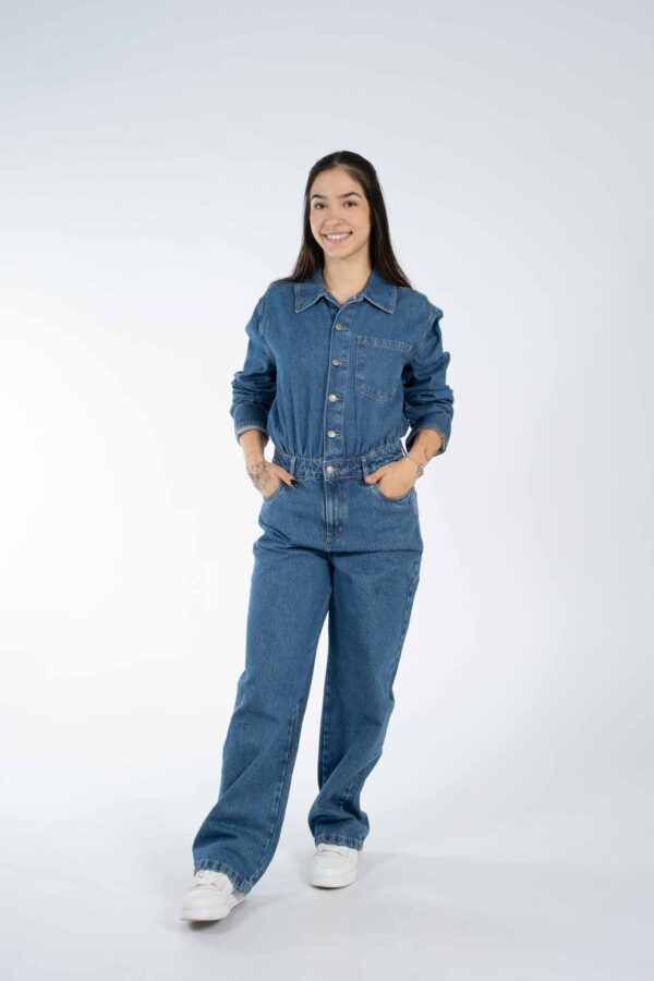 Macacão Jeans Manga Longa Dzarm - Imagem 5