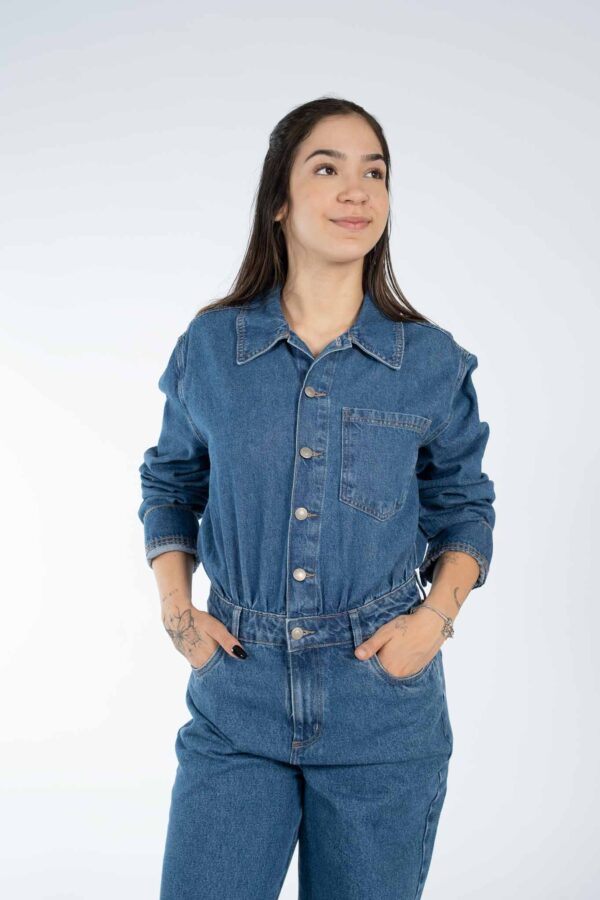 Macacão Jeans Manga Longa Dzarm - Imagem 6
