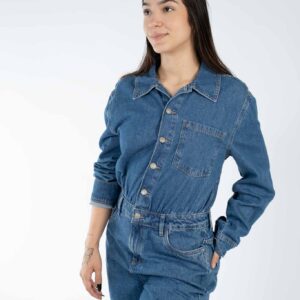 Macacão Jeans Manga Longa Dzarm