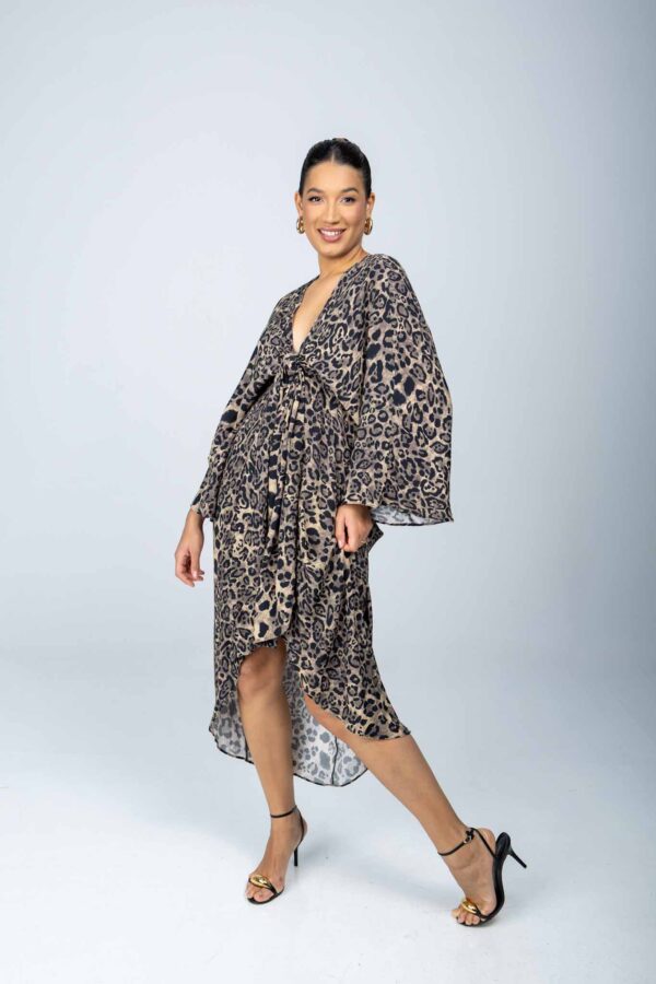 Vestido Canal Plano Midi Crepe Estampado - Imagem 2