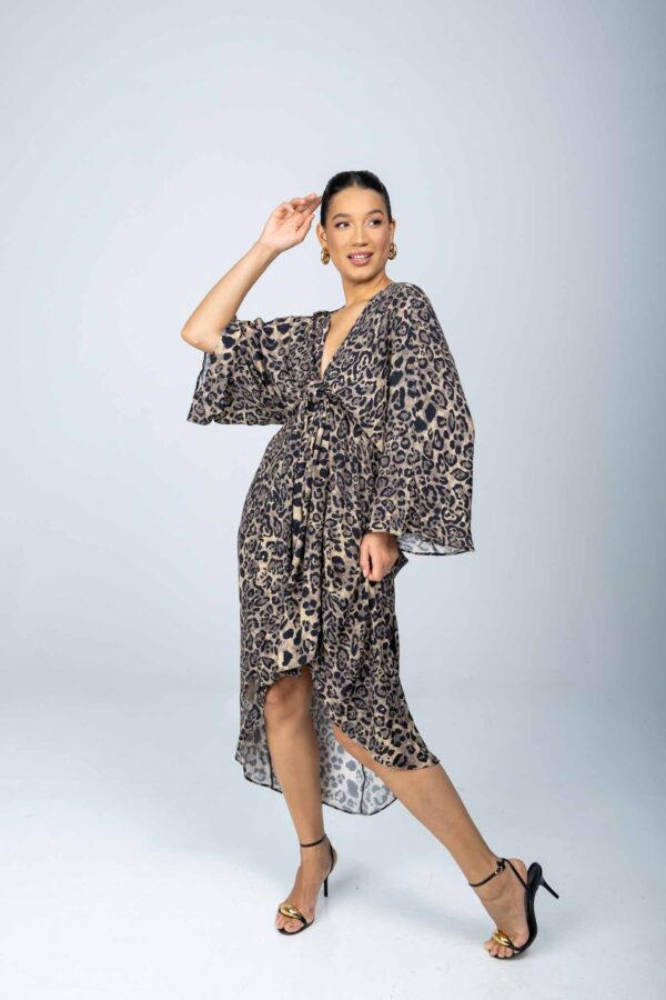 Vestido Canal Plano Midi Crepe Estampado