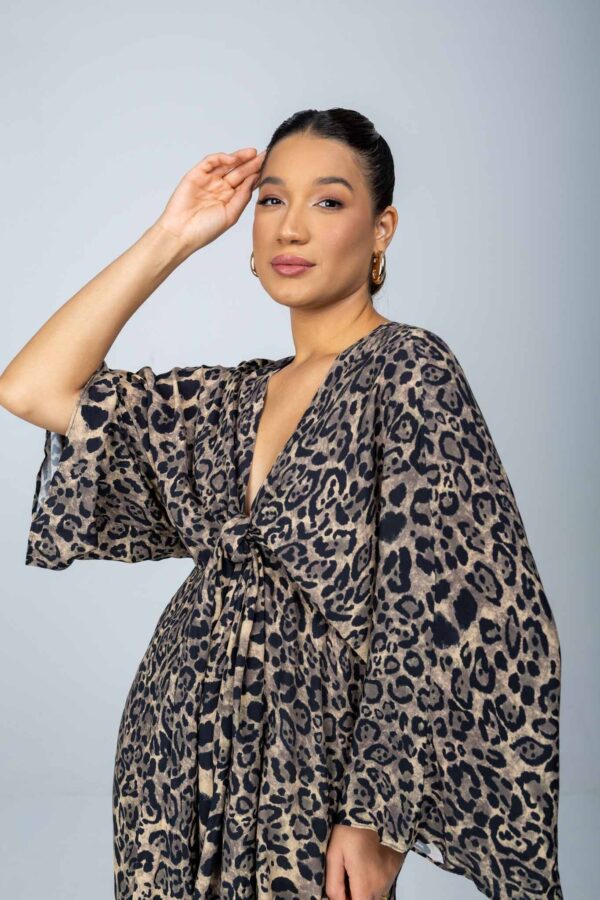 Vestido Canal Plano Midi Crepe Estampado - Imagem 3