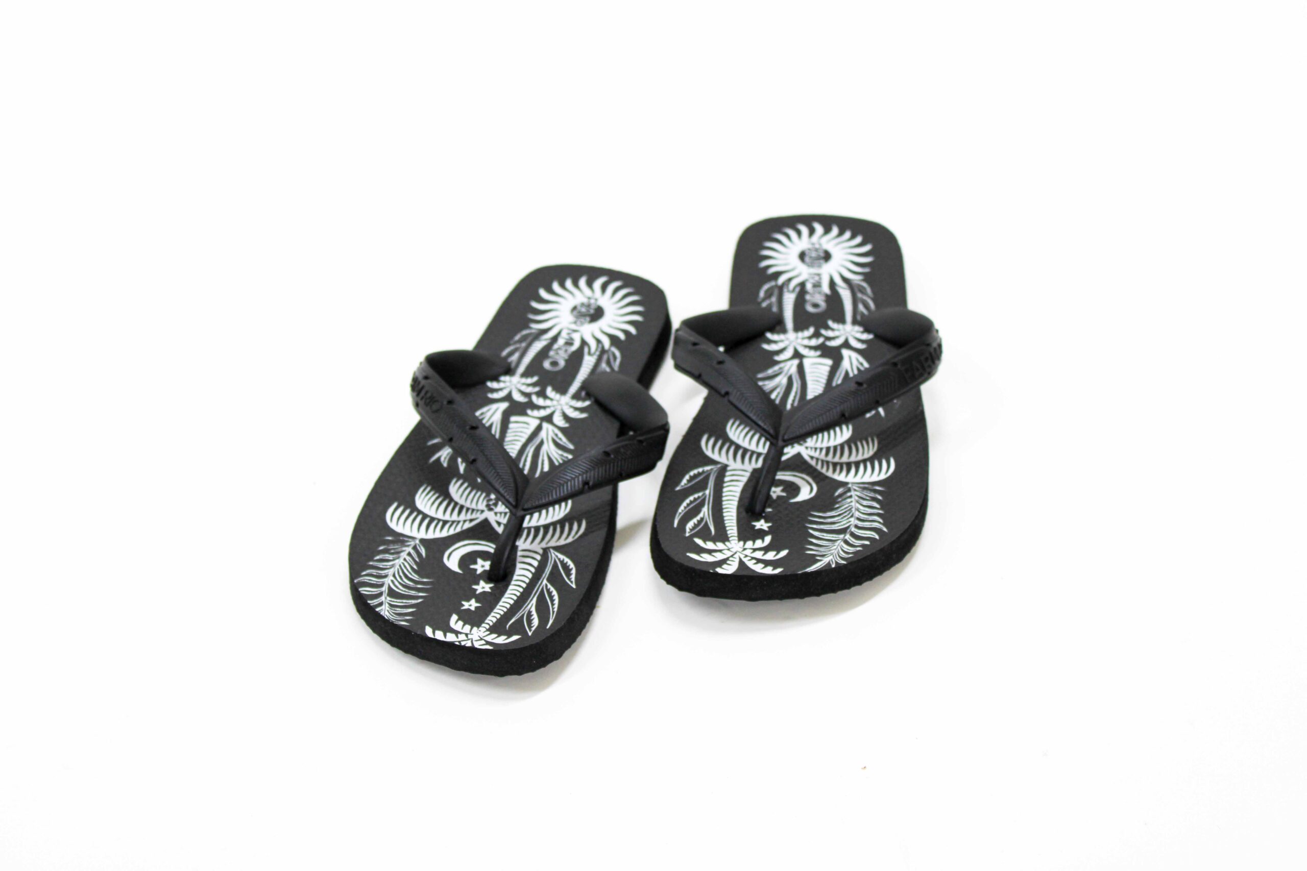 Sandalia Farm Estampa Coqueiral Plastico Preto